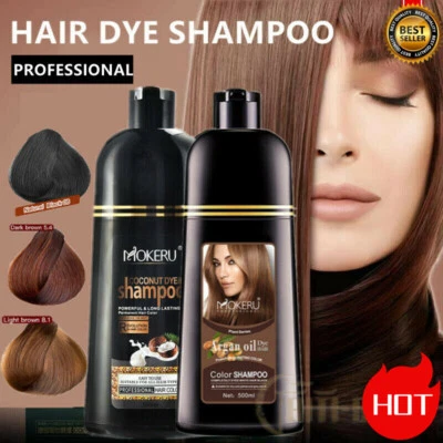 Mokeru Black/Brown Hair Color Instant Hair Dye Shampoo Natural Plants Permanent