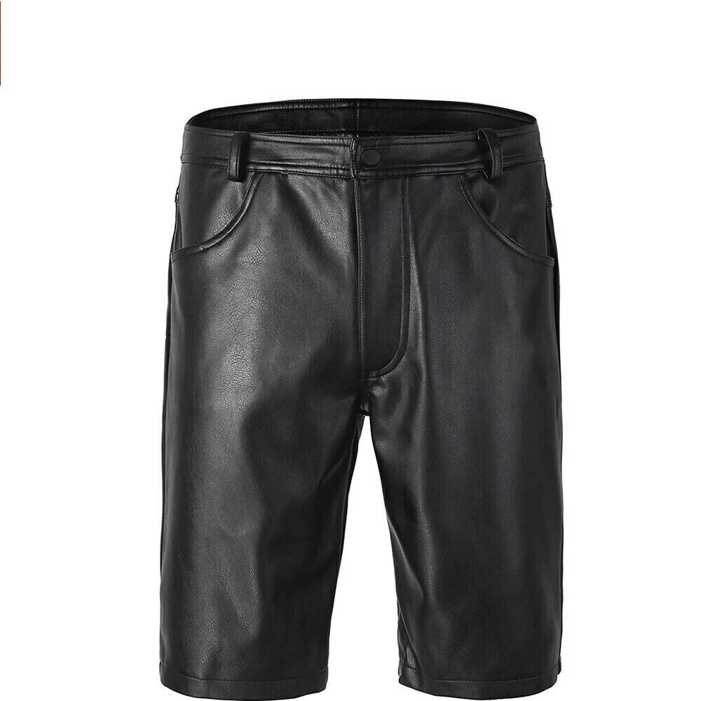New Men's Black Leather Shorts Pant 100% Soft Lambskin Stylish Wear Shorts Pant