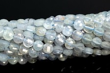 4MM Aquamarine Faceted Flat Round Button Grade AA Genuine Natural Loose Beads