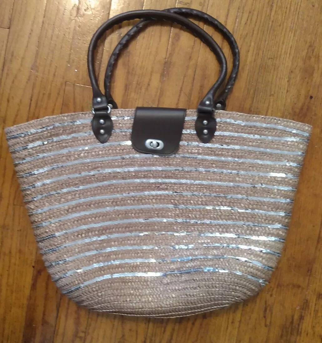 Grey straw bag hot sale