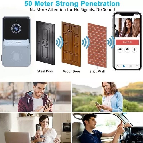 Smart Wireless WiFi Doorbell Intercom Video Camera Door Ring Bell Chime Security - Picture 8 of 13