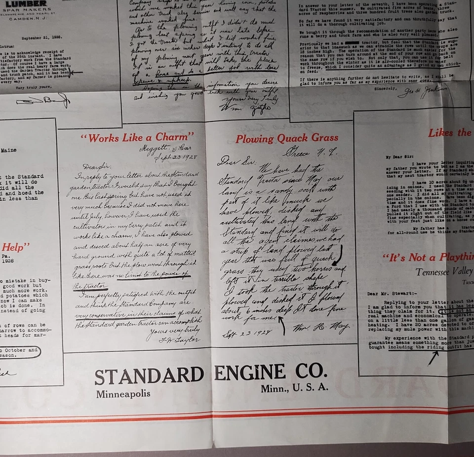 ca1930 Standard Engine Co. Minneapolis MN Standard Garden Tractor Brochure B1-50 - Image 3 of 4