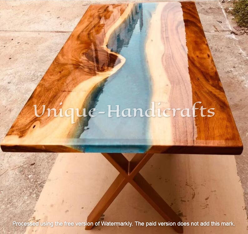 Epoxy River Table | Resin end table | live edge wood | Coffee Table Walnut Decor