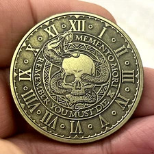 MEMENTO MORI-MEMENTO VIVERE Skull Novelty Good Luck Heads Tails Coin