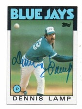 dennis lamp toronto blue jays auto signed card 1986 topps 219