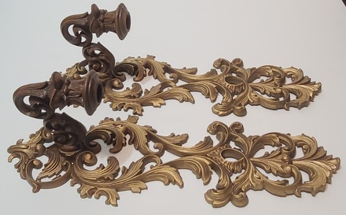 Burwood Wall Sconces Gold/Brown #4988 Hollywood Regency Vintage 1970 (1 - Pair) - Picture 3 of 15