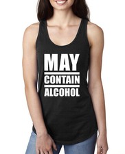 Image of May Contain Alcohol Funny Women Jersey Racerback Tank Top Drinking Party Shirt