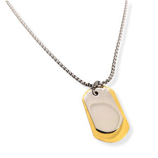 Collana Piastrina Militare da Uomo con Targhetta Acciaio color Oro Giallo di per
