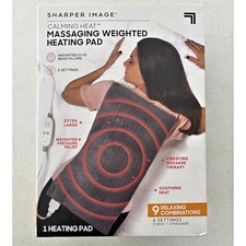 Sharper Image Weighted Heating Pad 9 Massaging Calming Heat Vibration 4lb 12x24