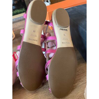 JIL SANDER Metallic Pink Cage Peep-Toe Slingback Flats Size