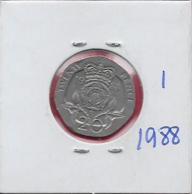 GREAT BRITAIN 20 PENCE 1988 ELIZABETH II,7 SIDED COIN,YOUNG BUST