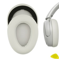 Geekria Protein Leather Ear Pads for JLab JBuds Lux ANC Headphones Cloud White