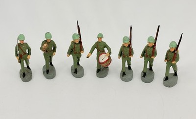 Vintage Elastolin Composition Toy Soldiers Lot of 7 Bugler Drummer Riflemen