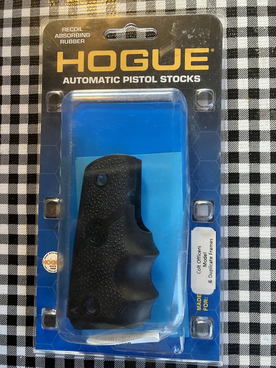 Hogue Colt 1911 Officers Model Black Rubber Grip with Finger