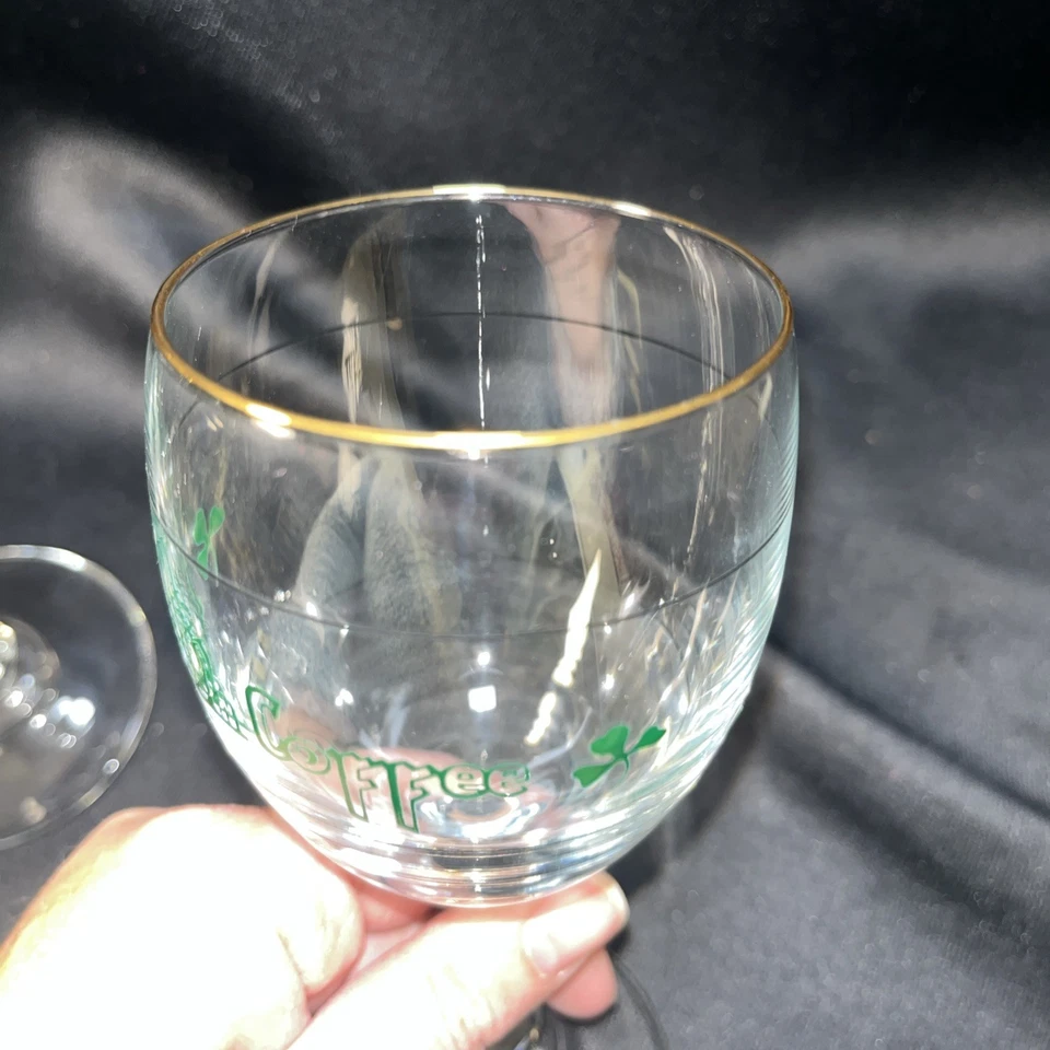 Juego de 2 vasos de café irlandeses Cristal D'Arque con adornos dorados Foto 4 de 4