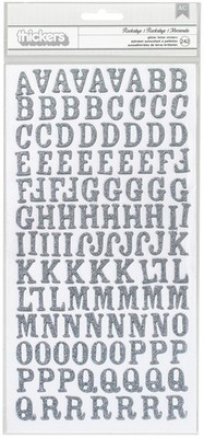 3er Pack - American Crafts Spanplatte Alphabet Aufkleber-Rockabye-Silber Glitzer, 242