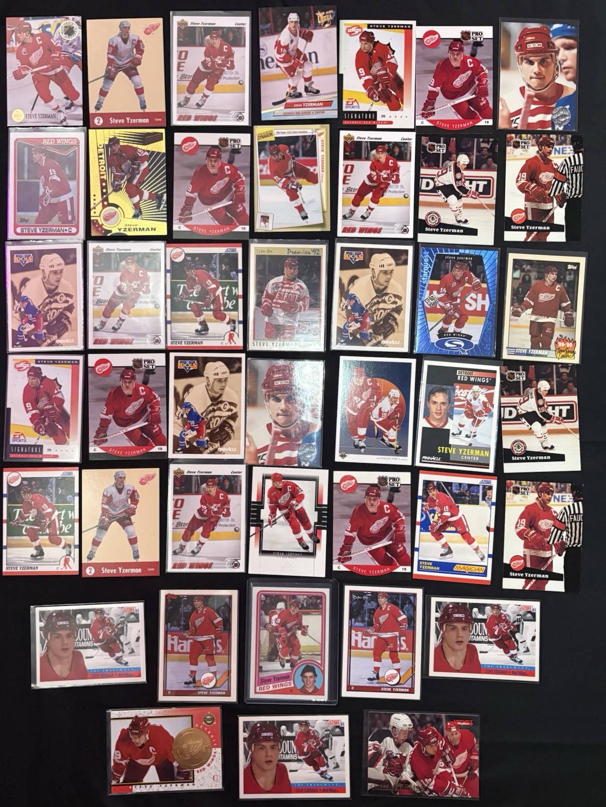 Steve Yzerman 1984-2001 - Topps ROOKIE OPC Premier 92 Pinnacle Insert Lot Of 42