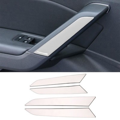 For VW Passat B8 2016-2018 Silver Steel Interior Door Armrest Strip Cover Trim