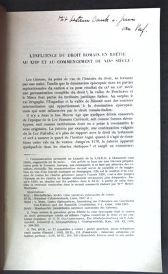 L'influence du droit romain en Rhétie au XIIIe et au commencement du XIVe siècle