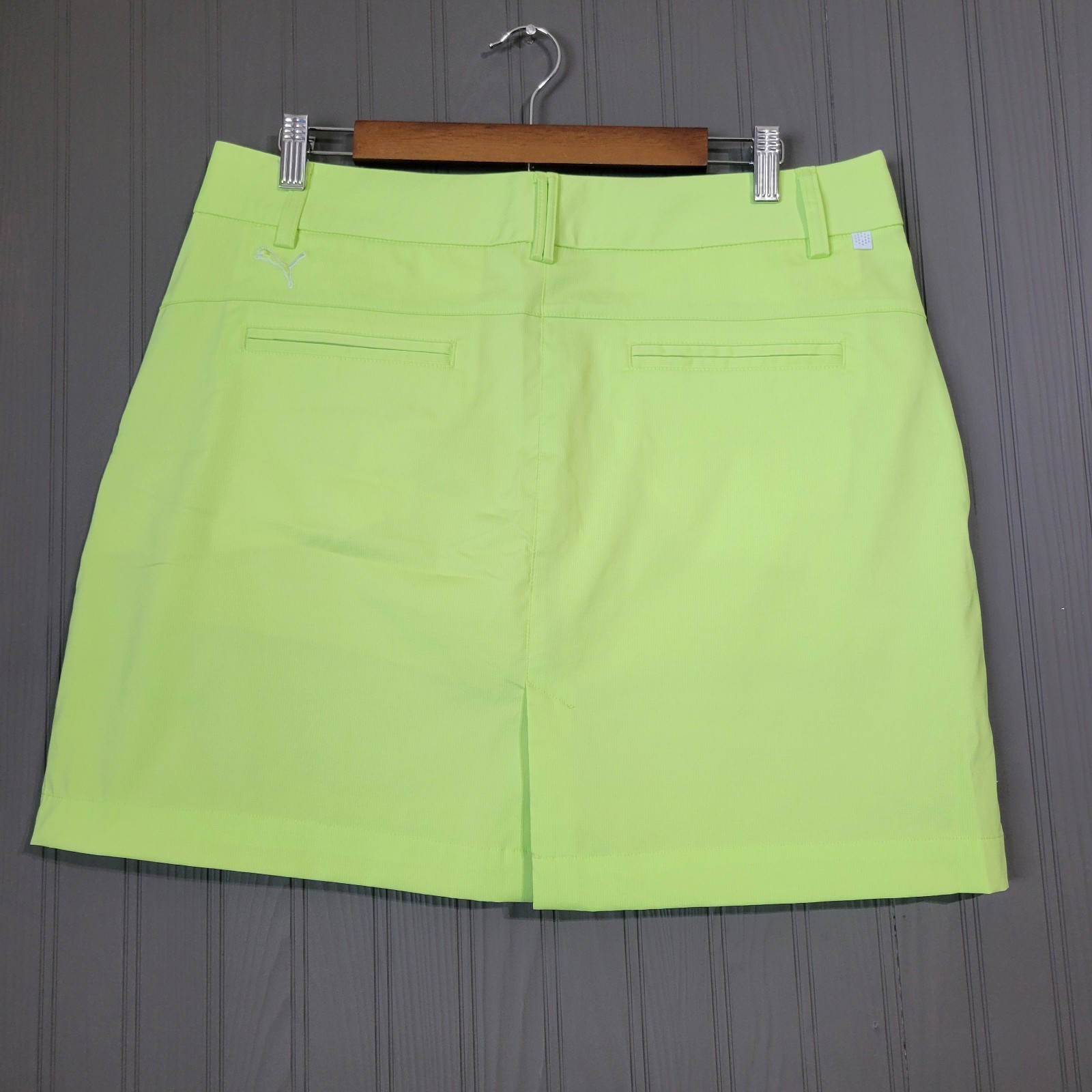 Puma Performance Golf Skirt Built In Shorts Side Zip Neon Green Women's Size 12 thumbnail 2