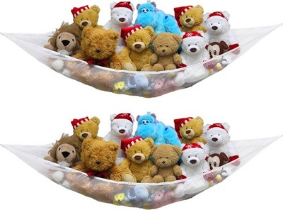 Simple Houseware 2 Pack Stuffed Animal Toy Hammock Net, Corner Wall Storage for
