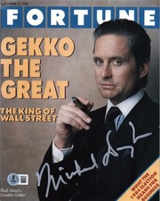 Michael Douglas Signed Auto Wall Street Fortune Replica Magazine Prop Photo BAS