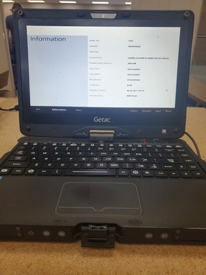GETAC V110  Laptop Tablet Touch Screen i5-4300U 1.90GHz 8gB No HDD  9684hrs