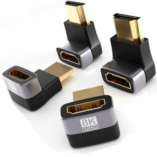 4 Pack 8K HDMI Right Angle Adapter 90 Degree Male to Female for PC TV