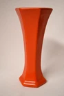 Weller Pottery "Chengtu" Orange-Red Vase ca. 1925 9" Tall Six-Sided