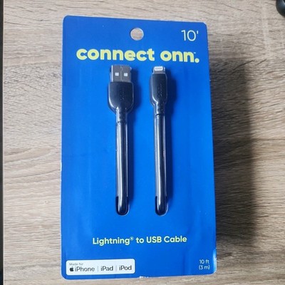 Connect onn 10' Charging cable, Black, Transfer speed up to 480 Mbps