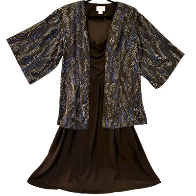Evening Dress Women's 8 Strappy Black + Jacket by Pellini After 5 VTG 70's