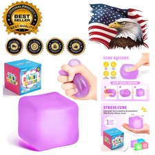 Durable 1.8 Inch Purple Squishy Stress Cube - Perfect Anxiety Relief Toy