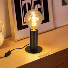 E27 Tischlampe Nachttischlampe Schwarz Metall Industrial Style ohne Leuchtmittel