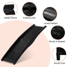 Portable Dog Ramp Folding Non-Slip Pet Ramp Stairs Step Ladder for SUV Car,Black
