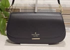 KATE SPADE QUINN MEDIUM SMALL FLAP CHAIN SHOULDER BAG PURSE BLACK LEATHER GOLD