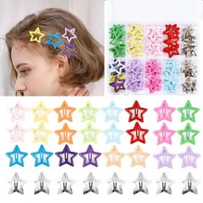 50PCS Colorful Star Hair Clips Metal Snap Barrettes Hair Pins Women Girls