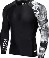 LAFROI Burst Baselayer Performance Black Dragon Long Sleeve Compression MMA Surf