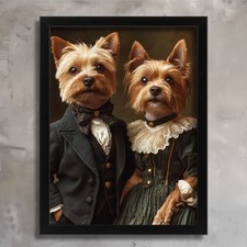 Victorian Yorkie Couple Portrait Yorkshire Terrier Wall Art Vintage Dog Print