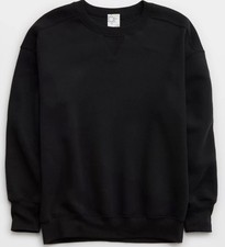 OFFLINE By Aerie Cloud Fleece Oversized Crewneck Sweatshirt. Black. X-Small. NWT