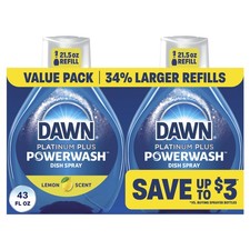 Dawn Powerwash Lemon Dish Spray, Liquid Dish Soap 2 Refills, 43 Fl Oz 0.34 per fl oz
