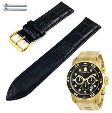 Black Leather Watch Band Strap For Invicta Pro Diver 48mm 0072 0073 0074 0075 81