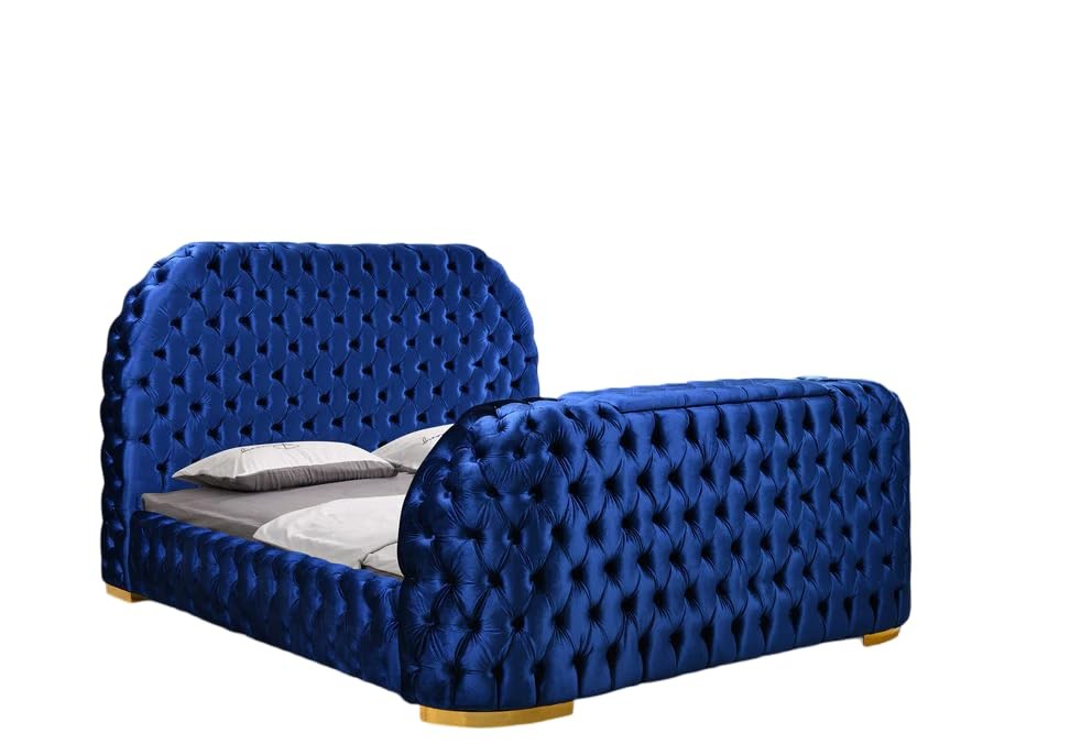 Fireplace In Footboard Golden Legs Blue