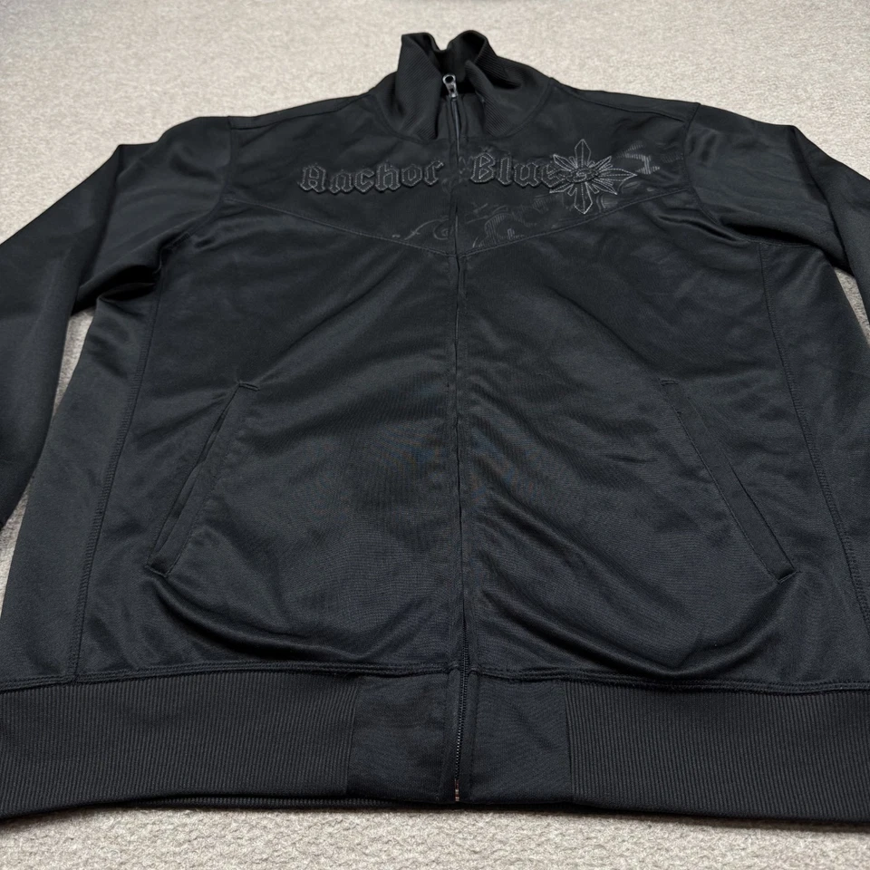 Chaqueta Anchor Azul Para Hombre Talla L Negra Cremallera Completa Estampado Gótico De Colección Y2K Grunge Foto 4 de 4