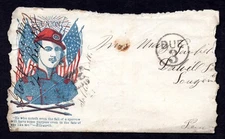 US 1862 CIVIL WAR PATRIOTIC COVER WITH LETTER DESCRIBING DETAILS OF BATTLE