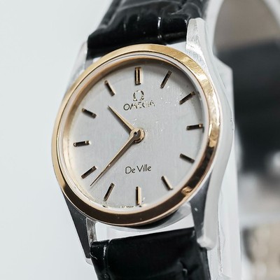 *Vintage 1984* OMEGA De Ville Cal.1387 Quartz Push Crown Gold Bezel 23mm Women's