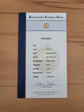 Collection of Europe Gold - Bratislava Castle - 2008 - Certificate of Authenticity