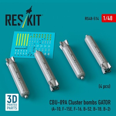 ResKit RS48-0514 - 1:48 CBU-89A cluster bombs GATOR (4 pcs) (A-10, F-15E, F-16, 