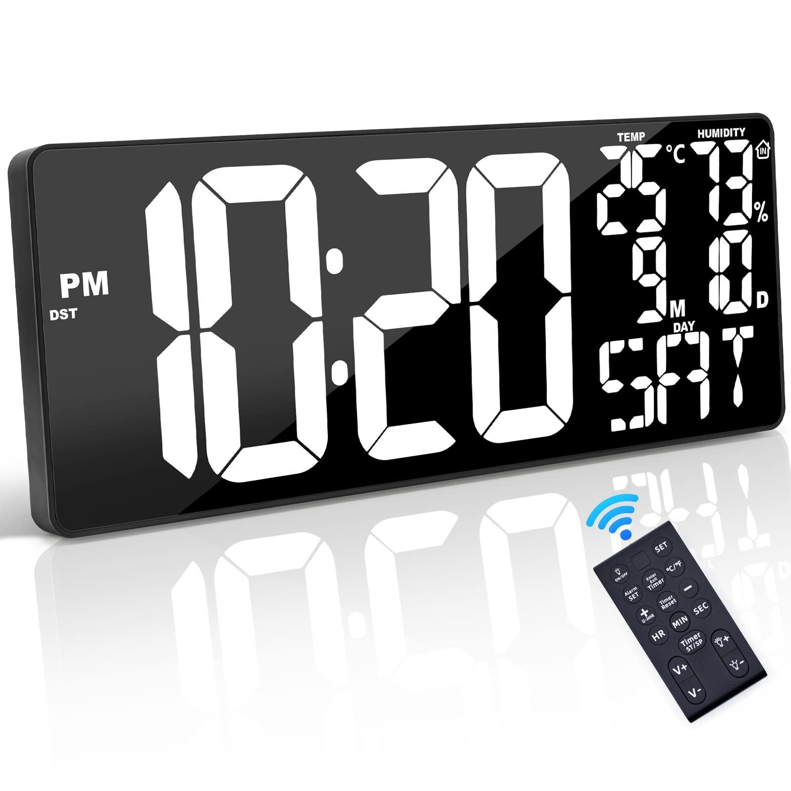 18 Inch Oversized Digital Wall Clock with Remote Control, Au