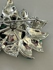 Danecraft Vintage Enamel Yellow Flower Green Leaves Silver Tone Brooch Pin — photo 8