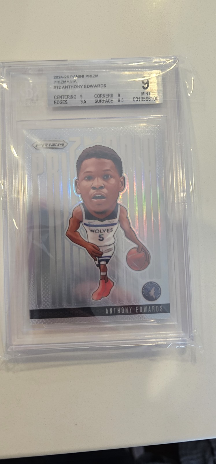 2024 Prizm Anthony Edwards Prizmania BGS 9 Case Hit SSP